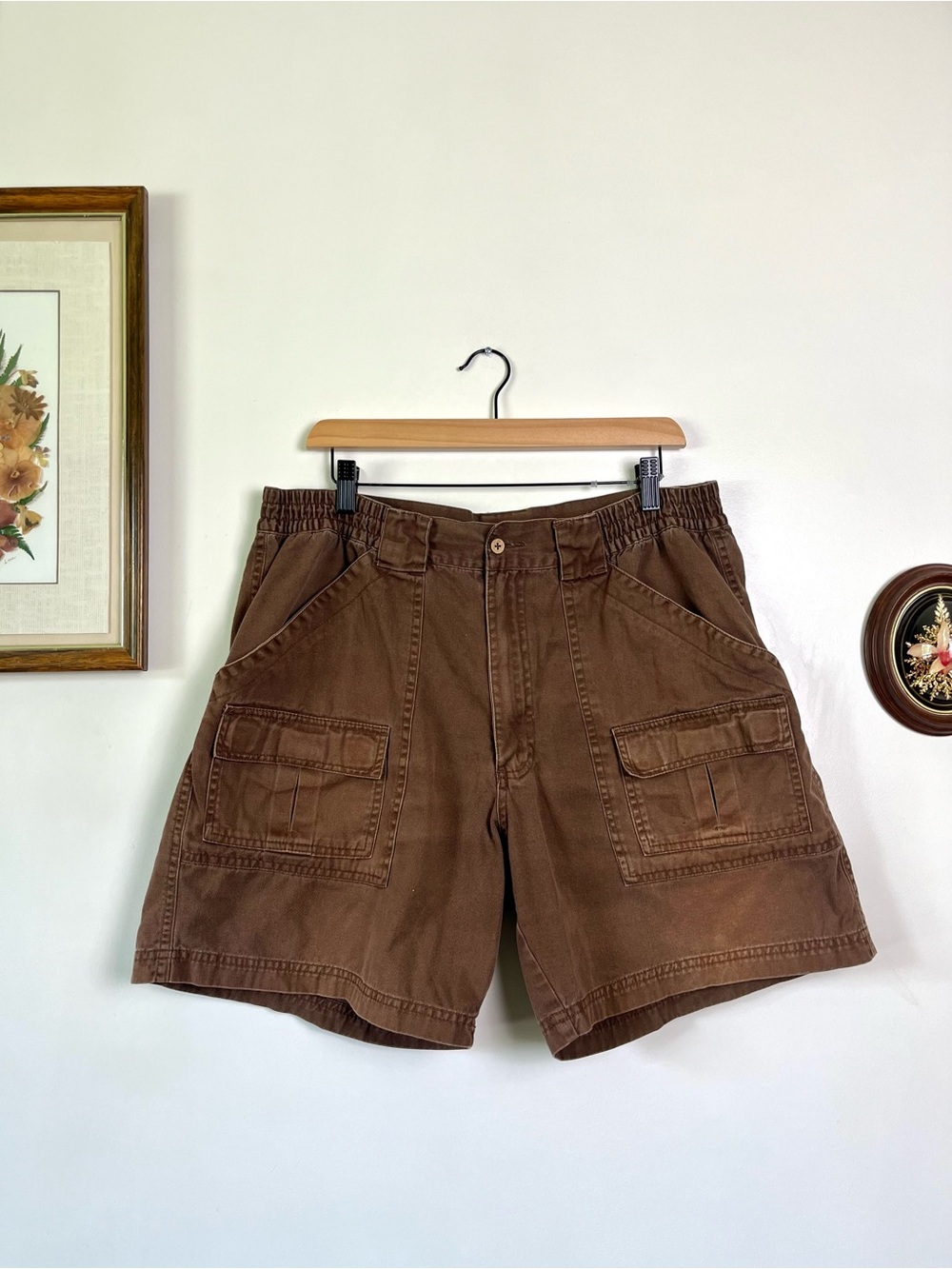Vtg Great Northwest 100% Cotton Brown Cargo Shorts